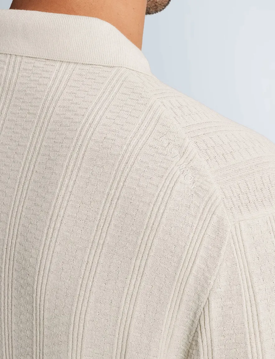 Cast Iron poloshits met rits beige