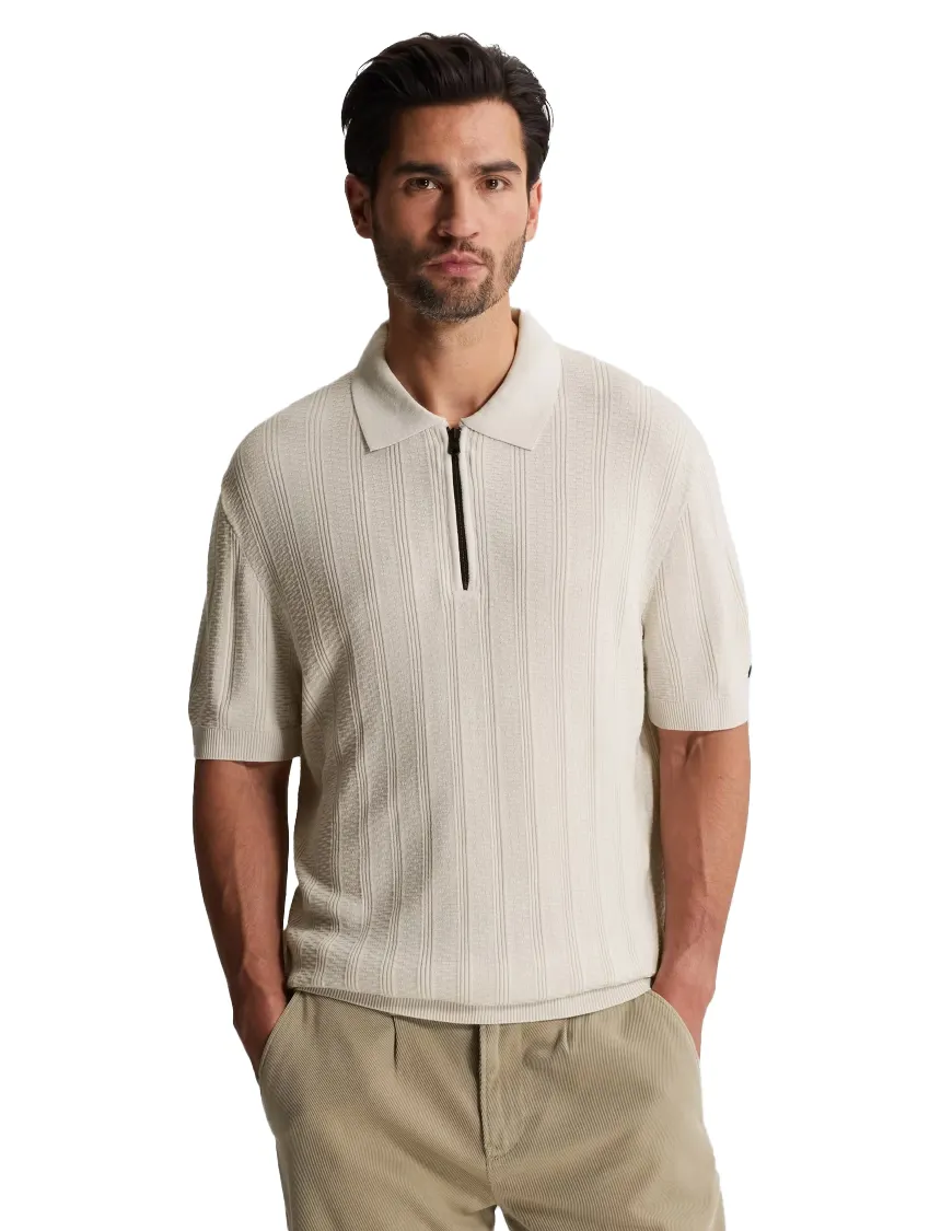 Cast Iron poloshits met rits beige