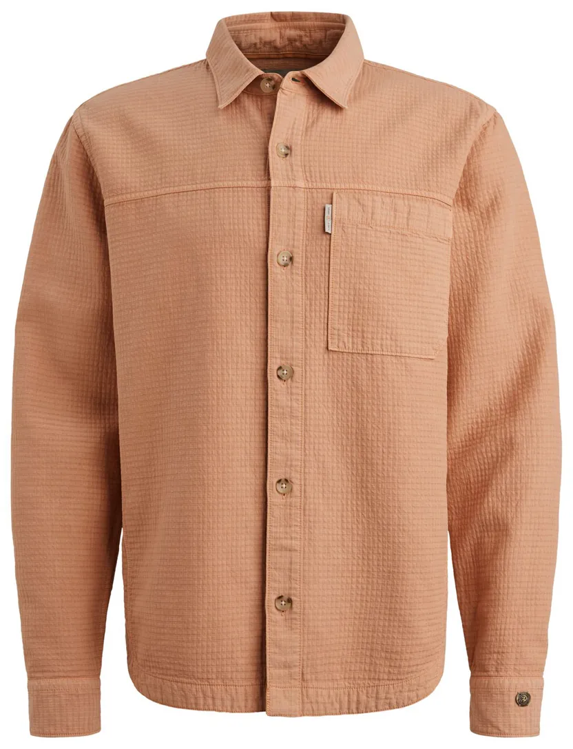 Cast Iron overshirt oranje wafel structuur normal fit