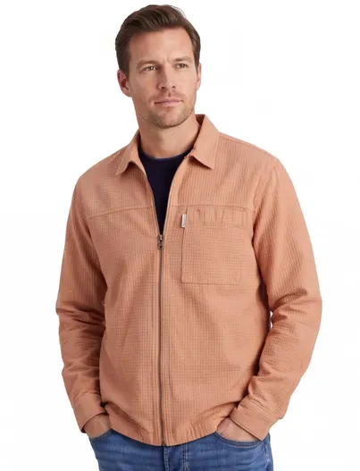 Cast Iron Overshirt Cast Iron oranje met wafel structuur