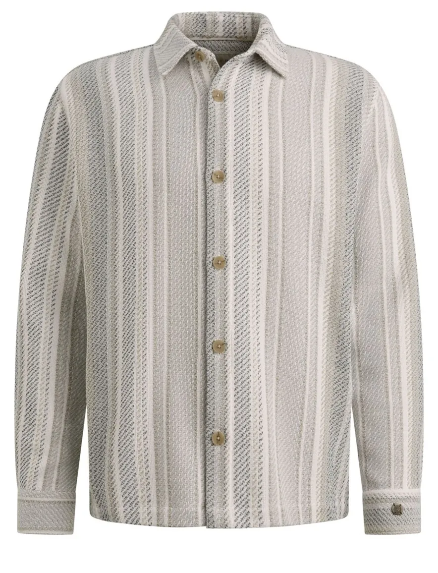 Cast Iron overshirt strepen beige katoen