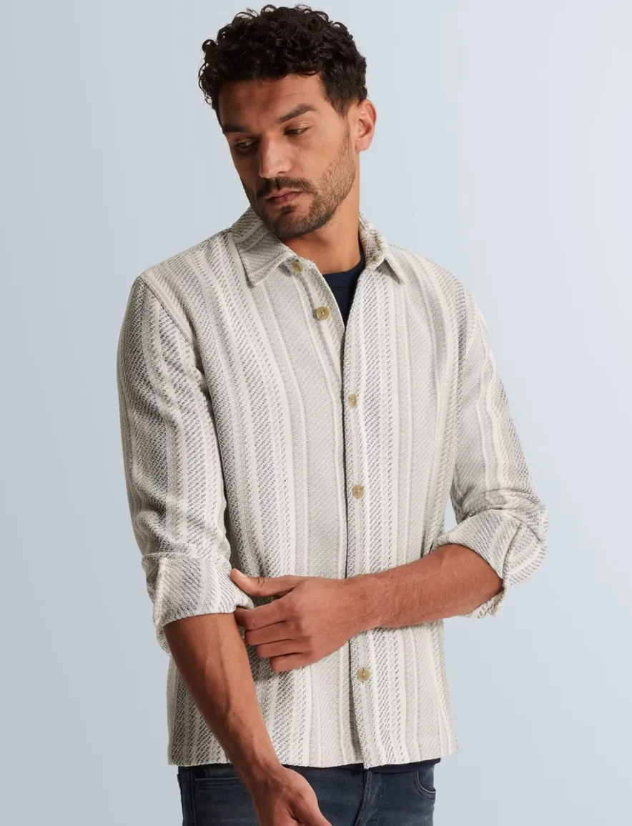 Beige overshirt beige gestreept Cast Iron knopen