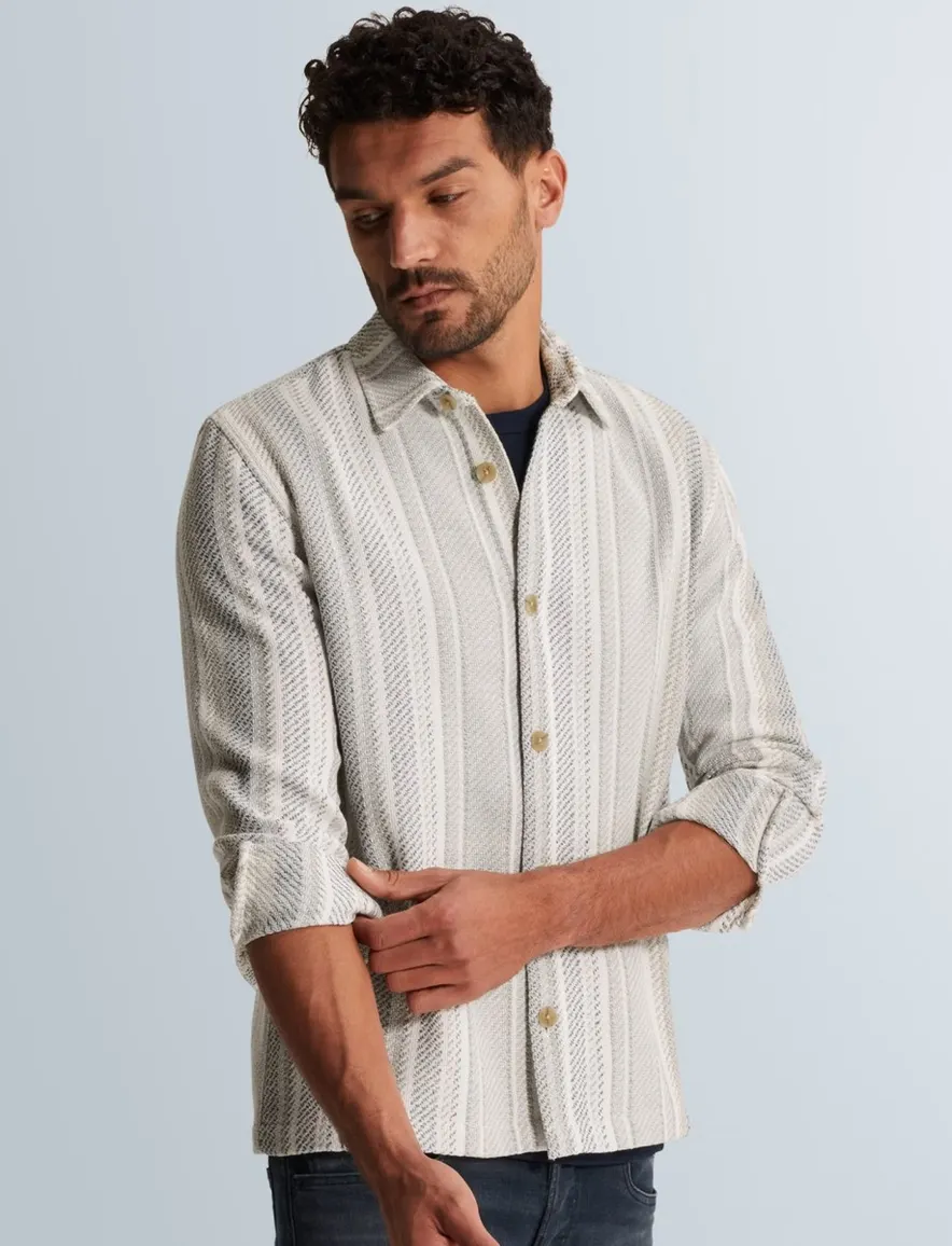 Cast Iron overshirt strepen beige katoen