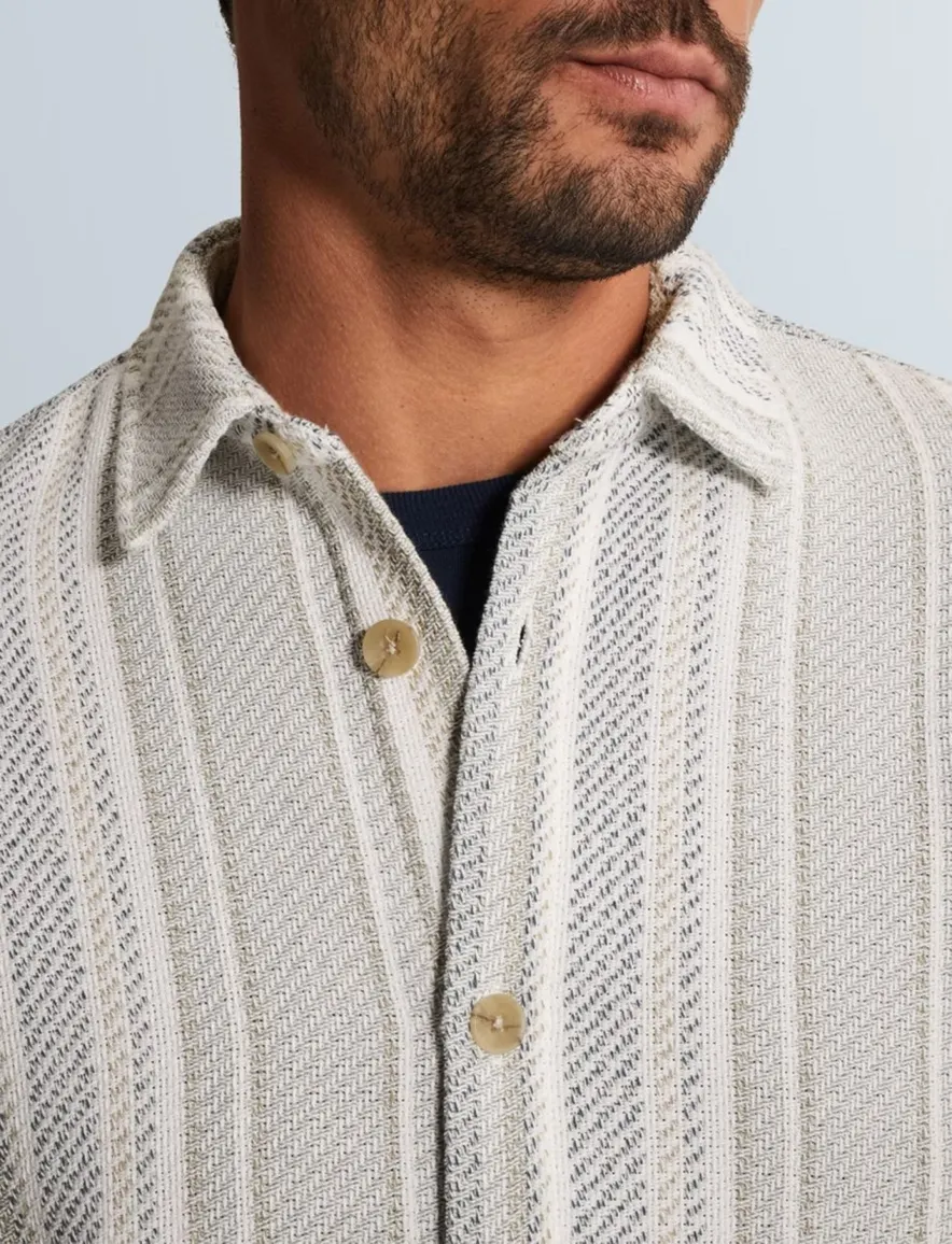 Cast Iron overshirt strepen beige katoen