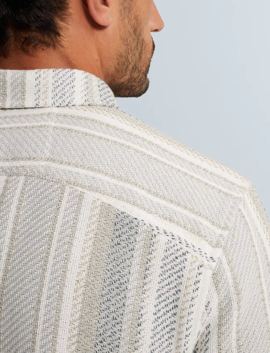 Cast Iron overshirt strepen beige katoen