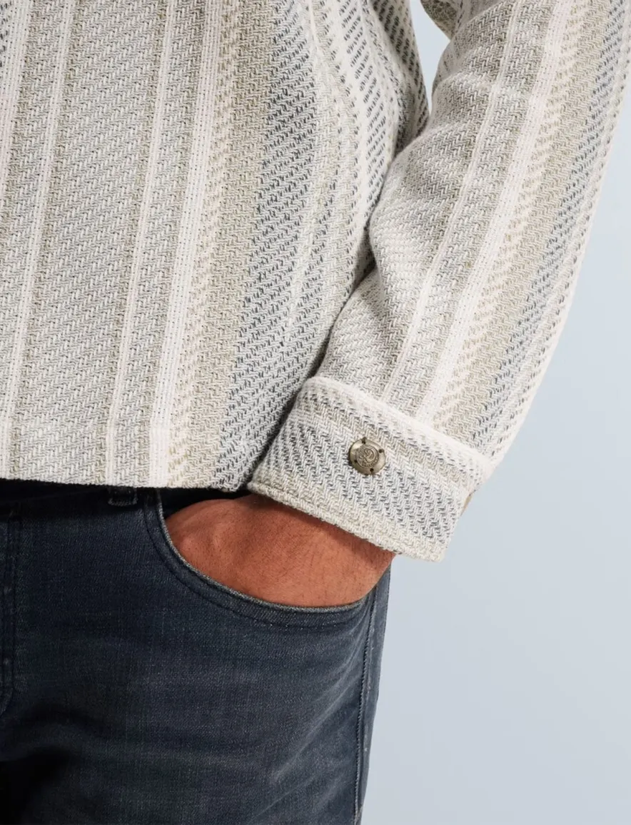 Cast Iron overshirt strepen beige katoen