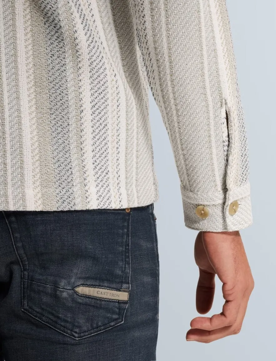 Cast Iron overshirt strepen beige katoen