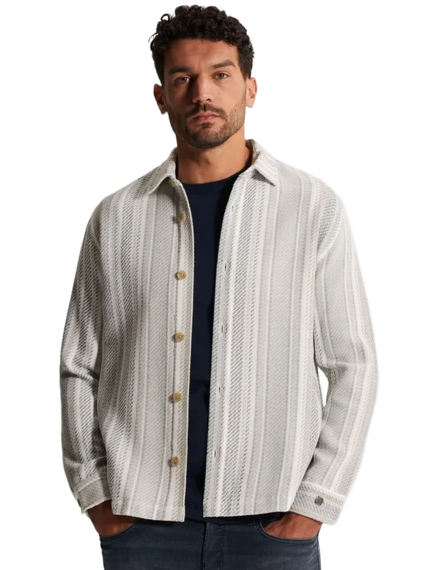 Cast Iron overshirt strepen beige katoen
