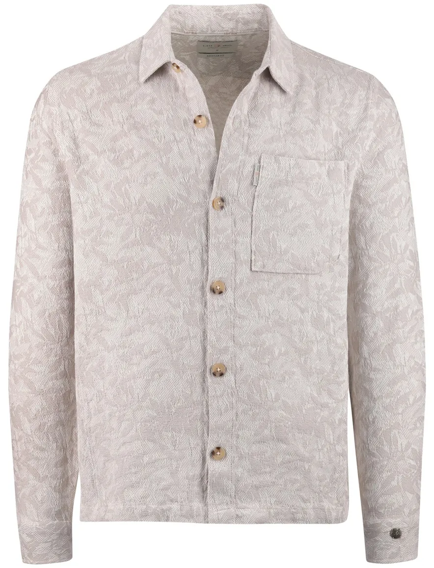 Beige overshirt Cast Iron knopen printje borstzak