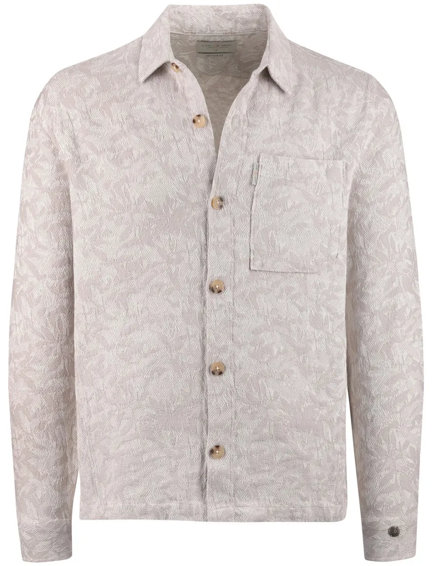 Beige overshirt Cast Iron knopen printje borstzak