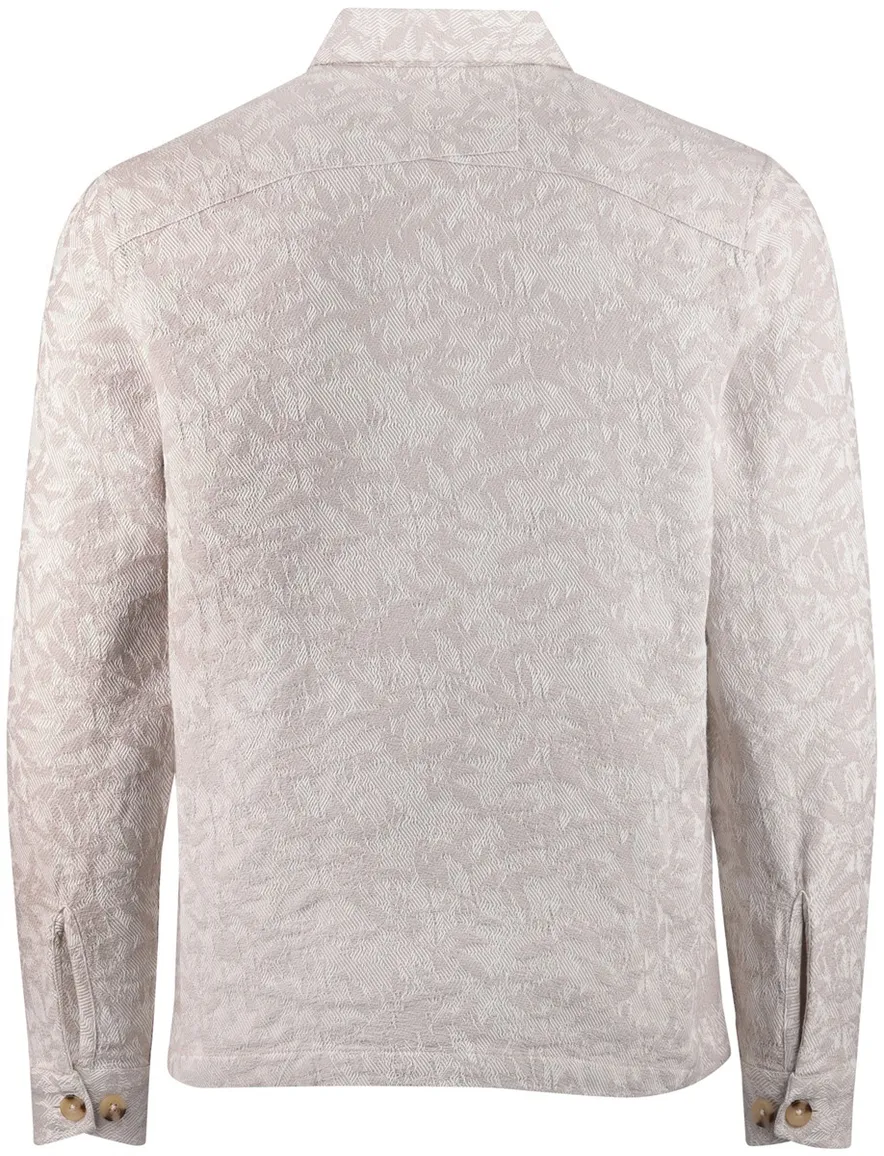 Beige overshirt Cast Iron knopen printje borstzak