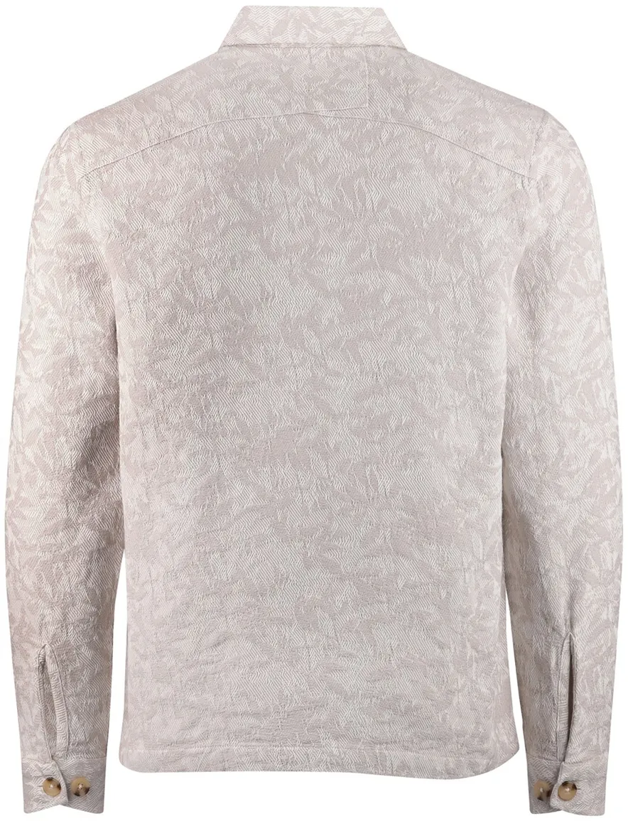 Beige overshirt Cast Iron knopen printje borstzak