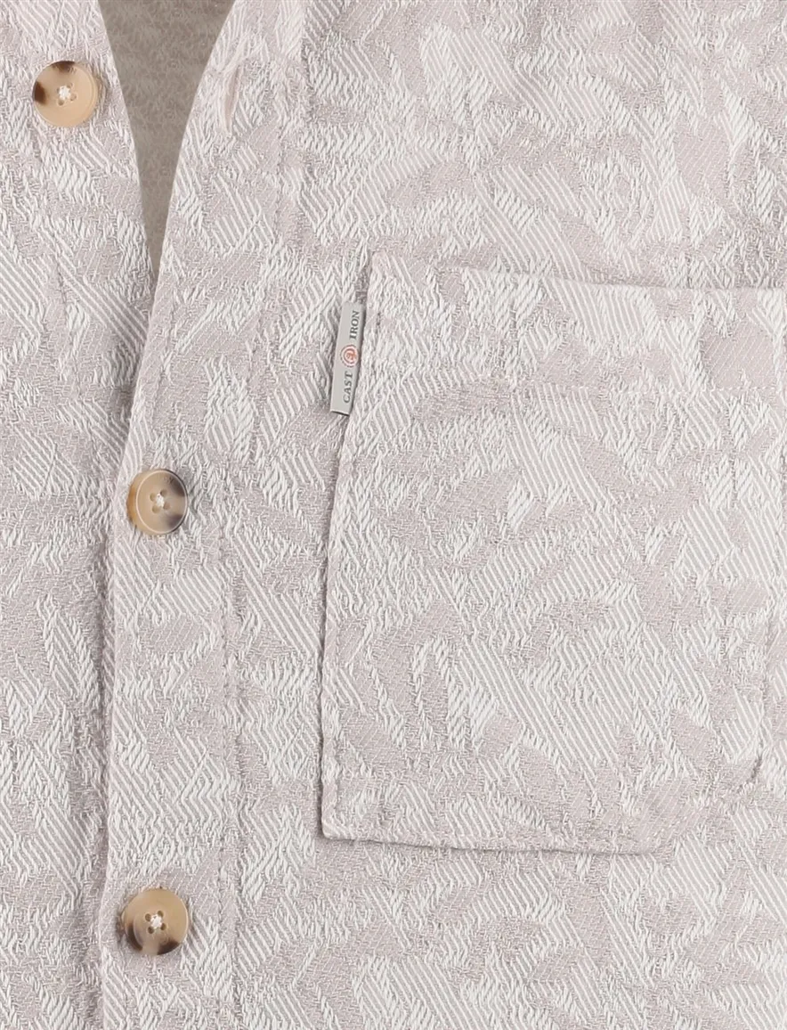 Beige overshirt Cast Iron knopen printje borstzak