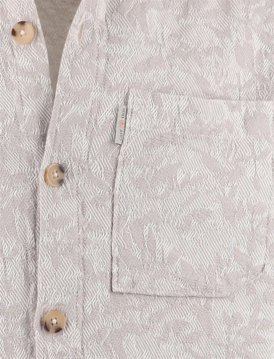 Beige overshirt Cast Iron knopen printje borstzak