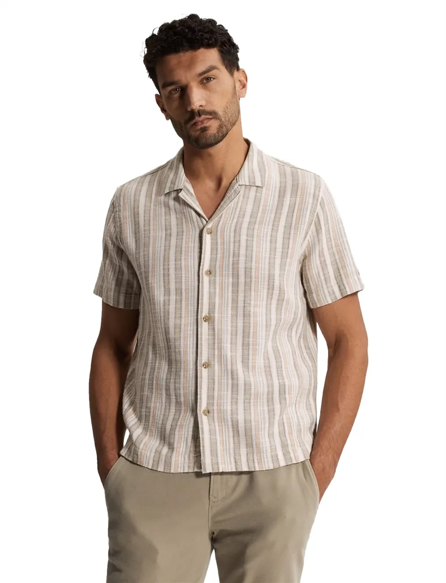 Cast Iron overhemd beige gestreept