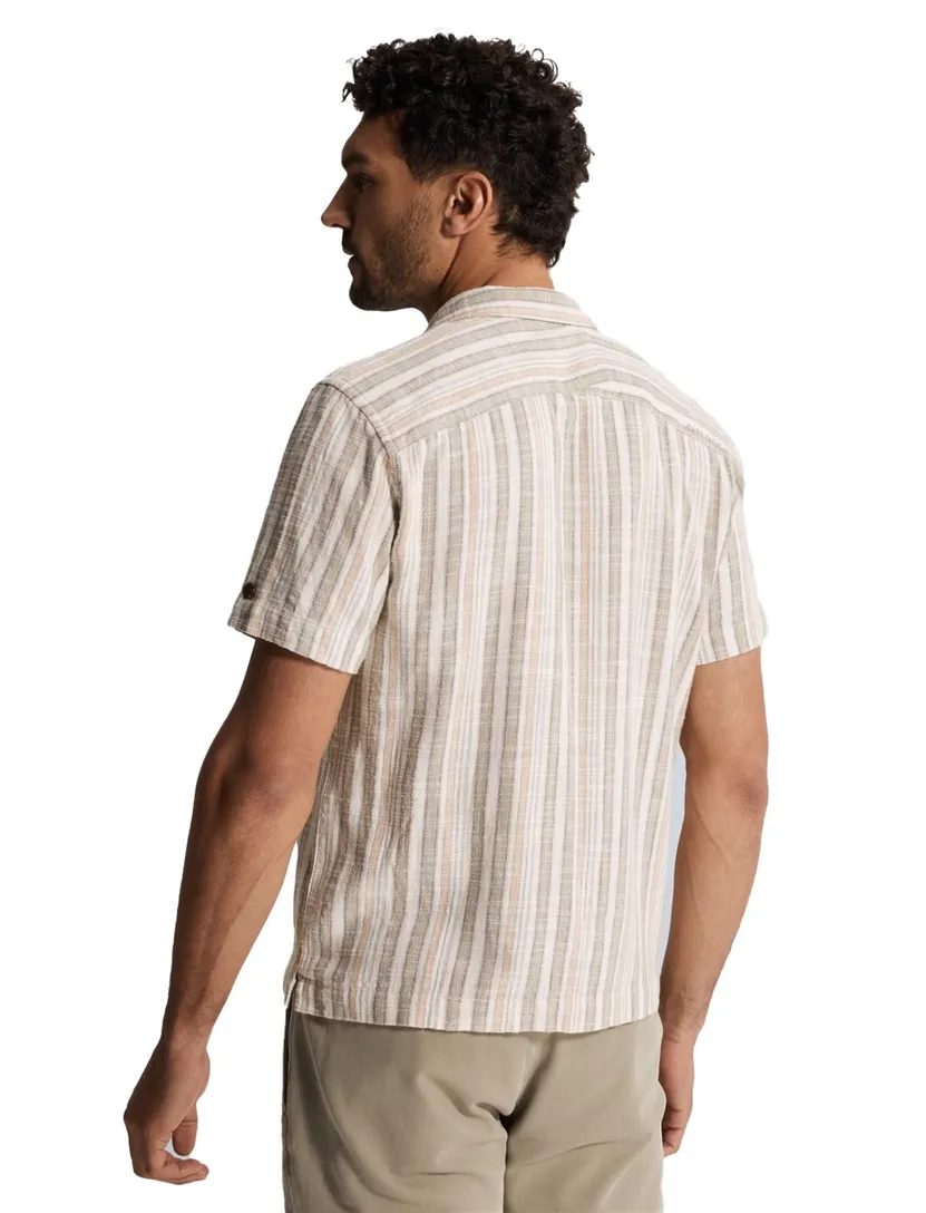 Korte mouw overhemd Cast Iron beige regular fit