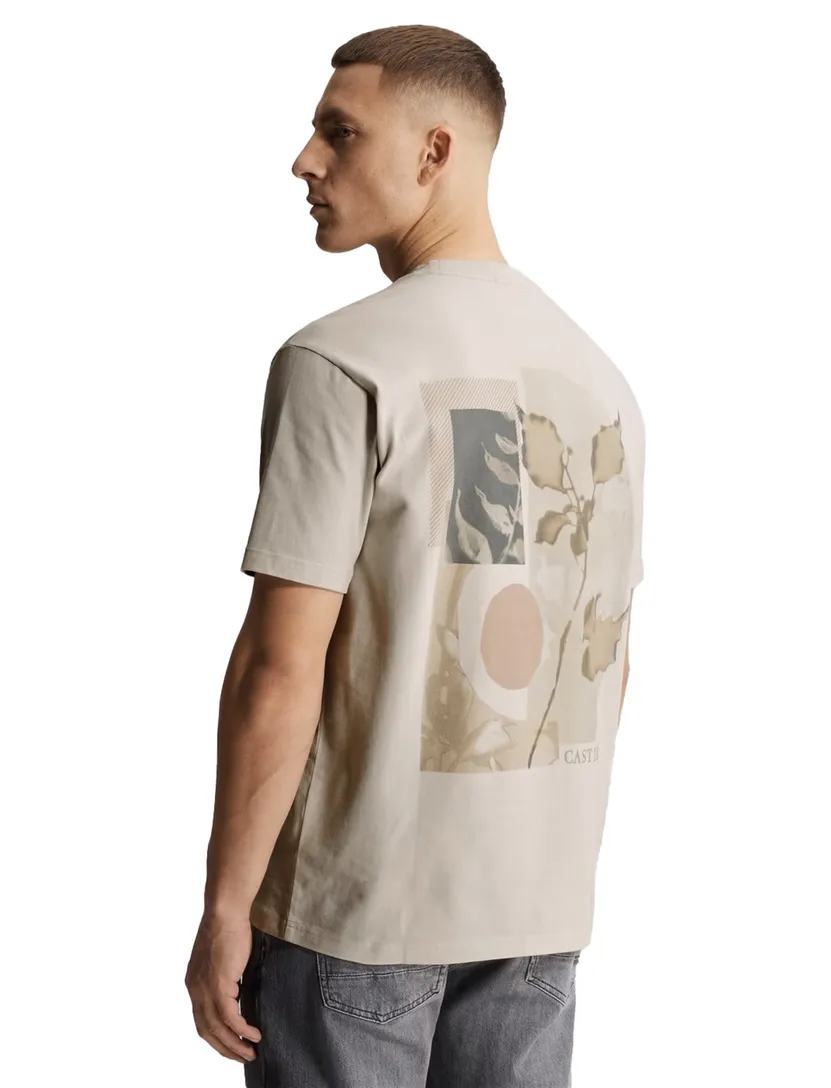 T-shirt Cast Iron beige met opdruk