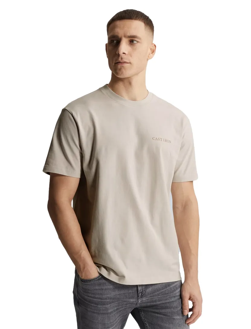 T-shirt Cast Iron beige met opdruk