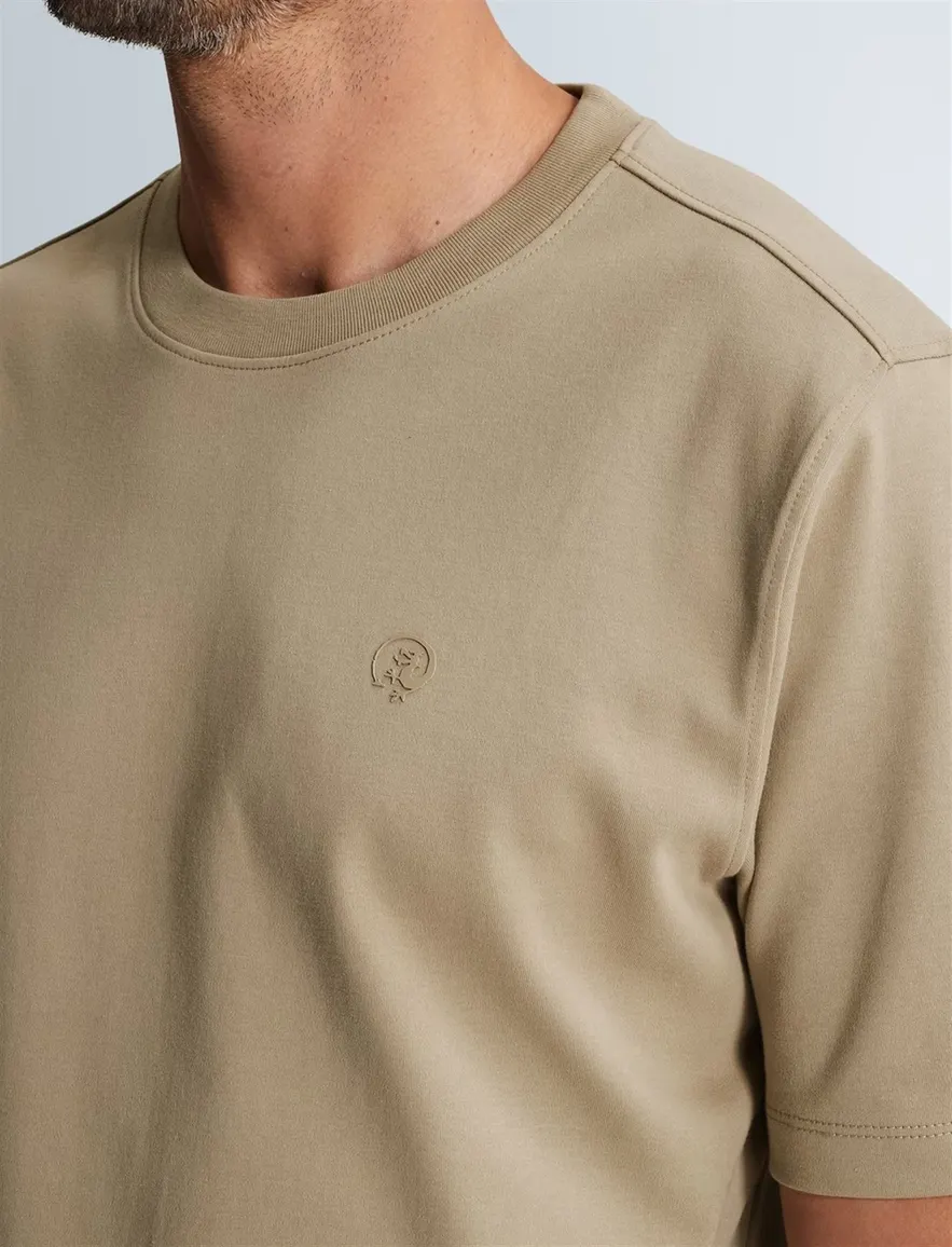 Cast Iron t-shirt lichtbruin effen regular fit