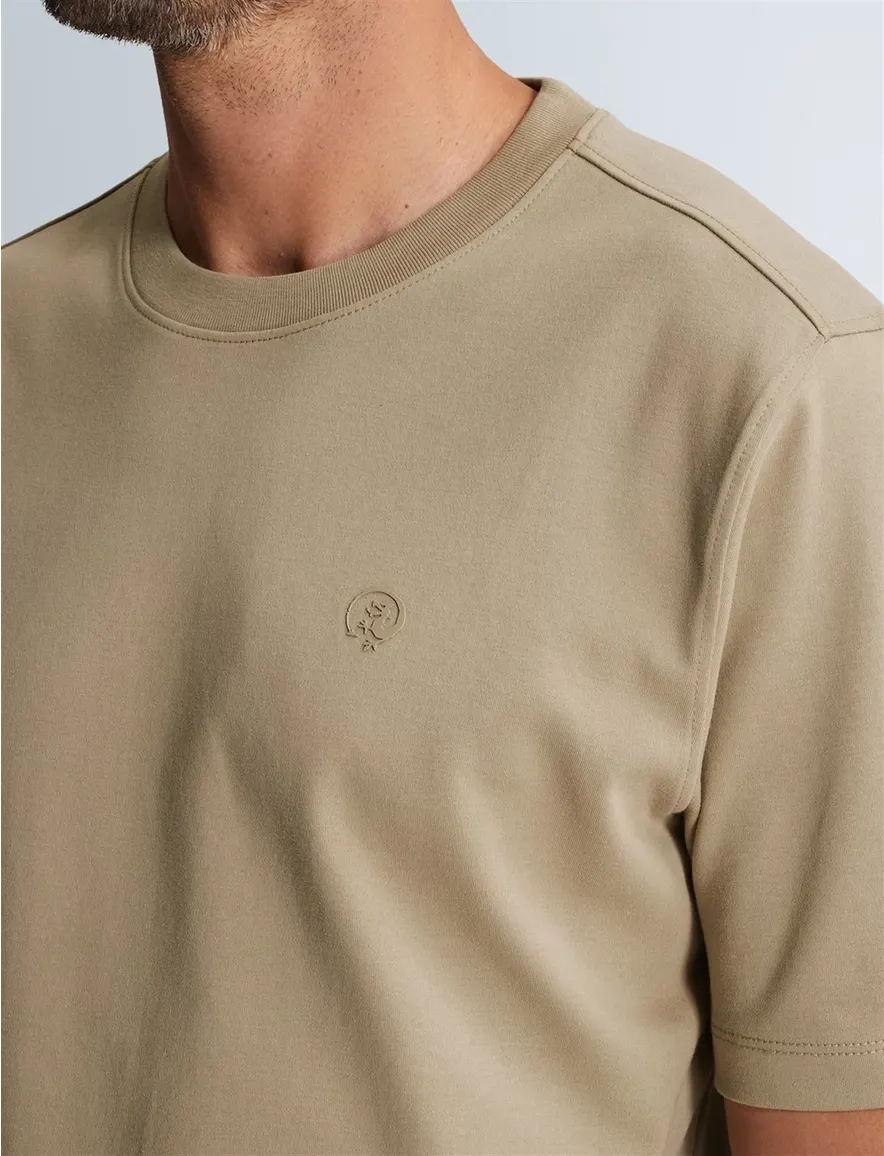 Cast Iron t-shirt lichtbruin effen regular fit