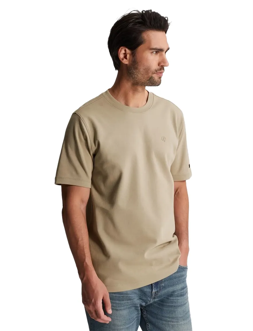 Cast Iron t-shirt lichtbruin effen regular fit
