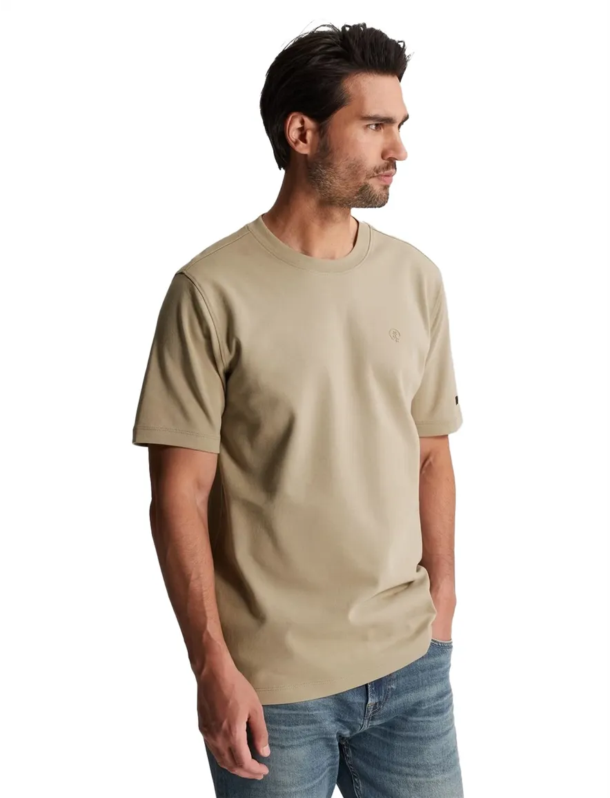 Cast Iron t-shirt lichtbruin effen regular fit