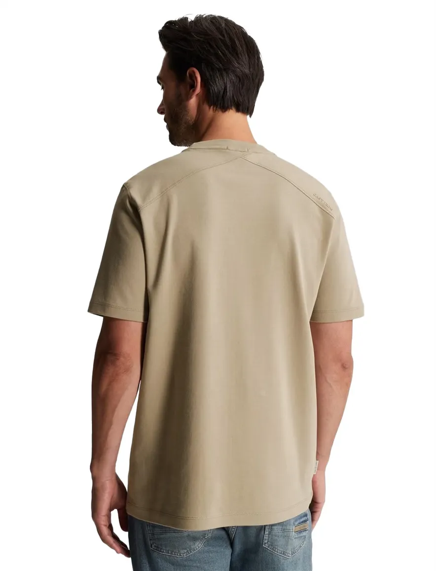 Cast Iron t-shirt lichtbruin effen regular fit