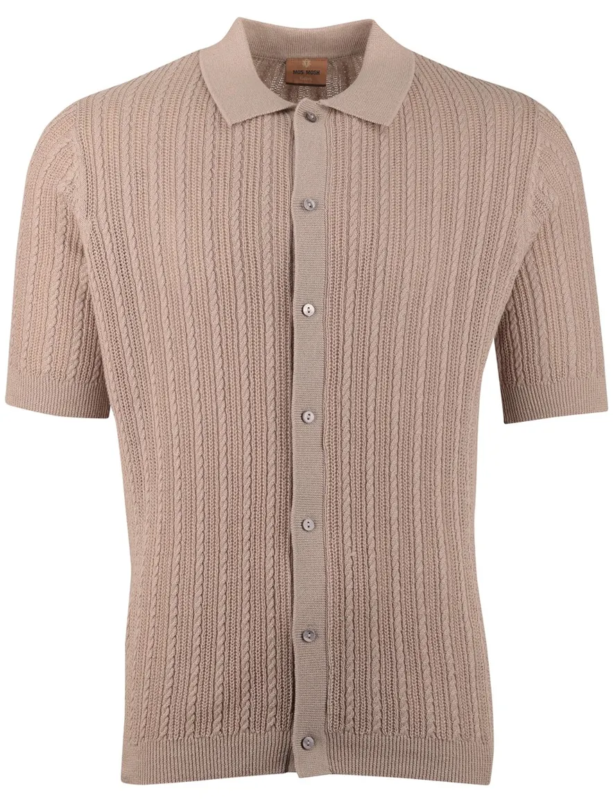 Mos Mosh doorknoop polo beige gebreid