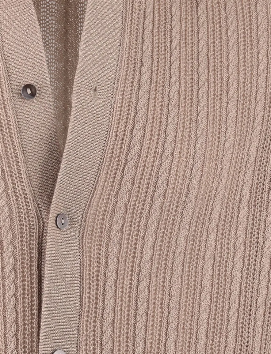 Mos Mosh doorknoop polo beige gebreid
