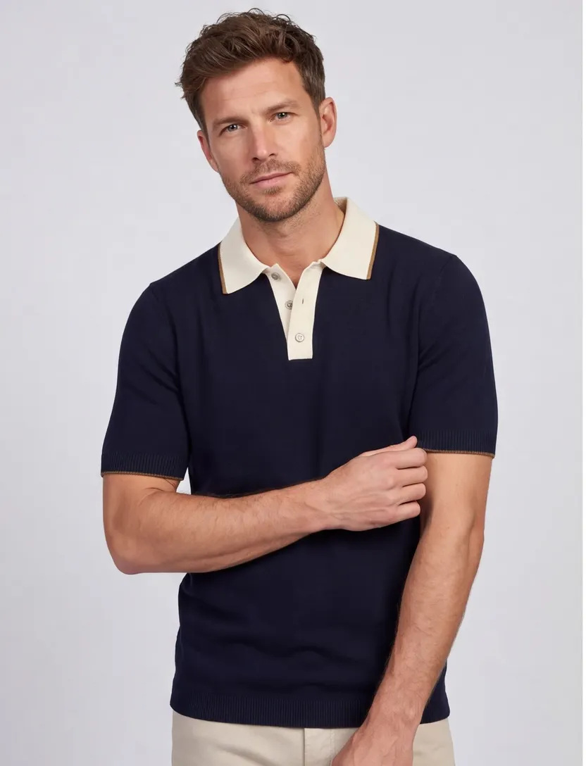 Mos Mosh poloshirt donkerblauw stretch