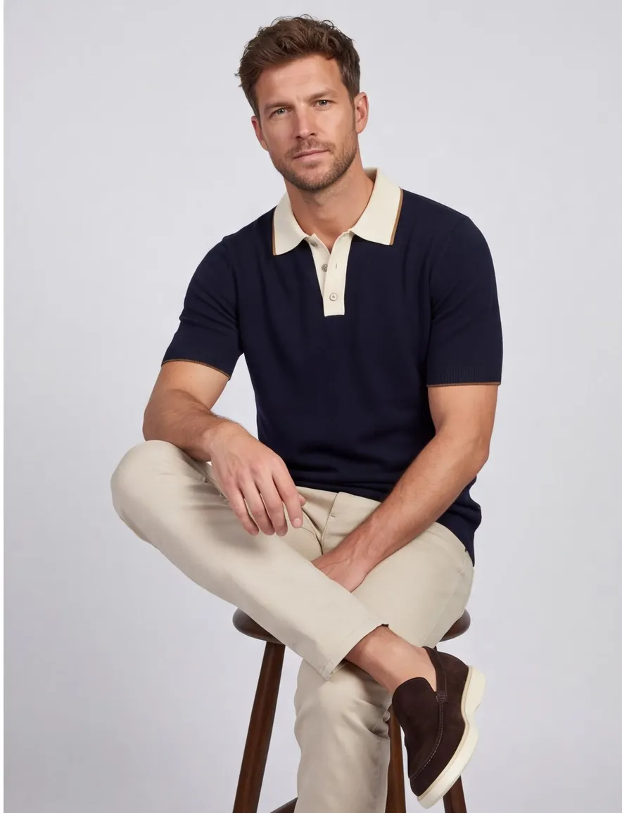 Mos Mosh Fransesco polo blauw