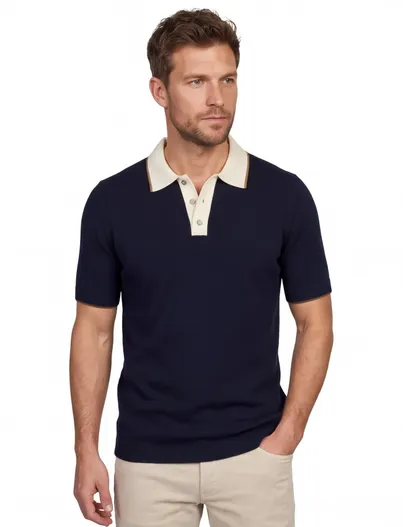 Mos Mosh Mos Mosh poloshirt donkerblauw stretch