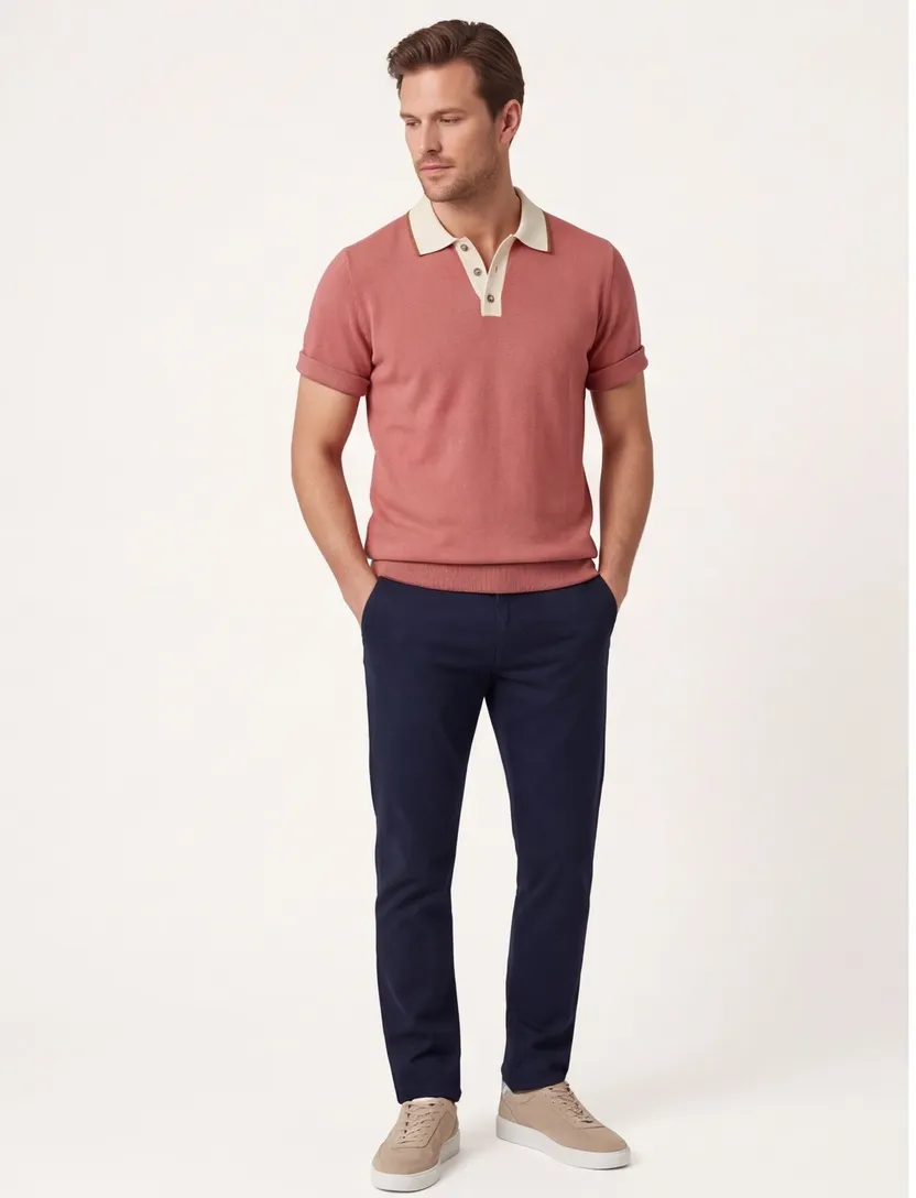 Mos Mosh poloshirt rood katoen stretch