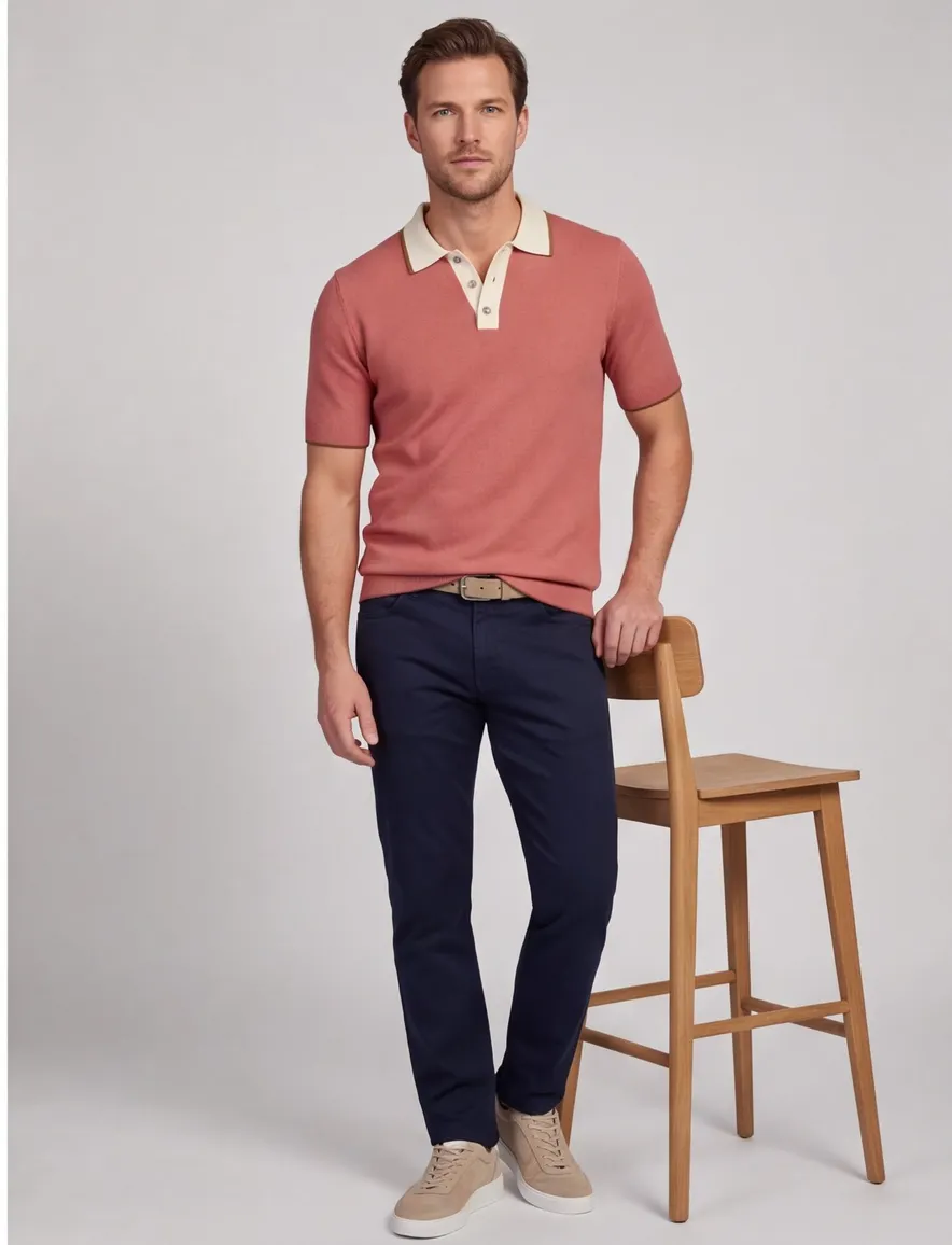 Poloshirt Mos Mosh rood katoen normale fit