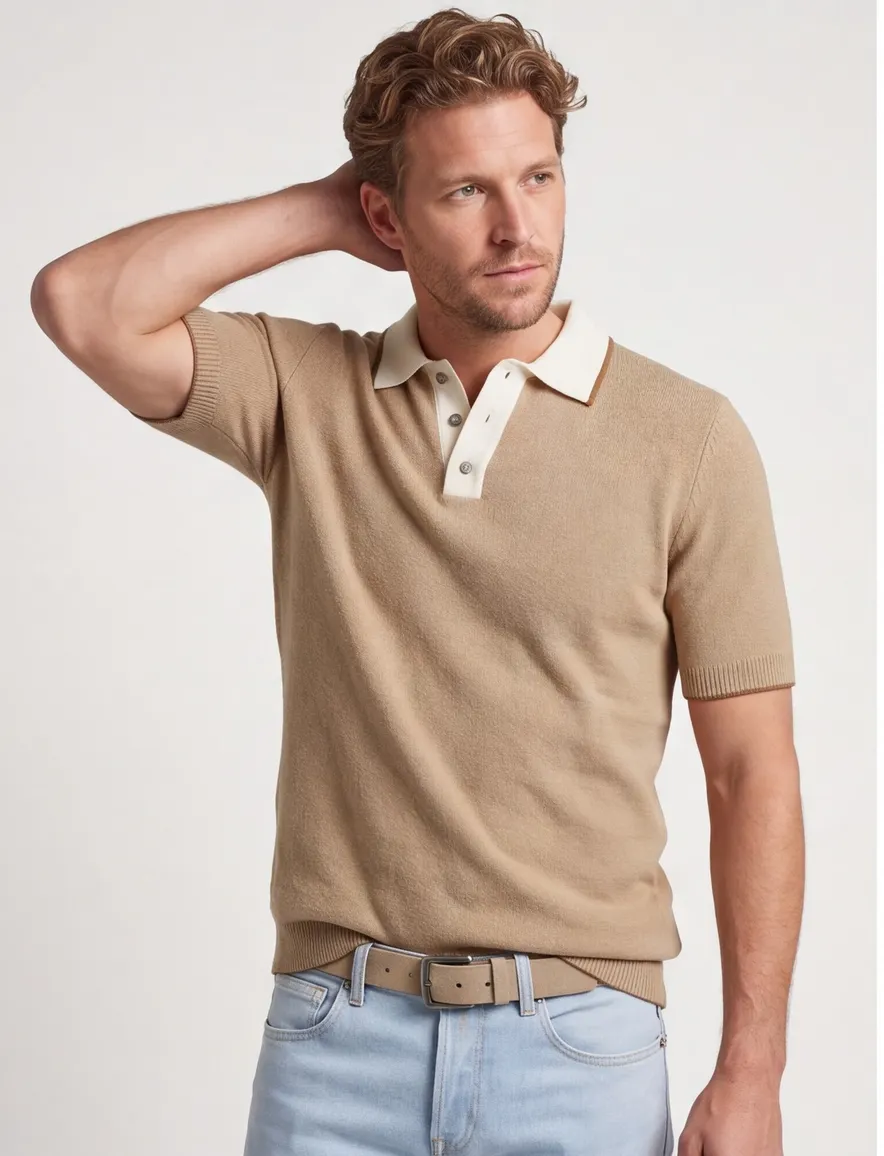 Poloshirt Mos Mosh beige normale fit katoen