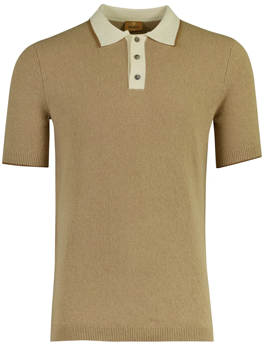 Beige poloshirt Mos Mosh normale fit stretch