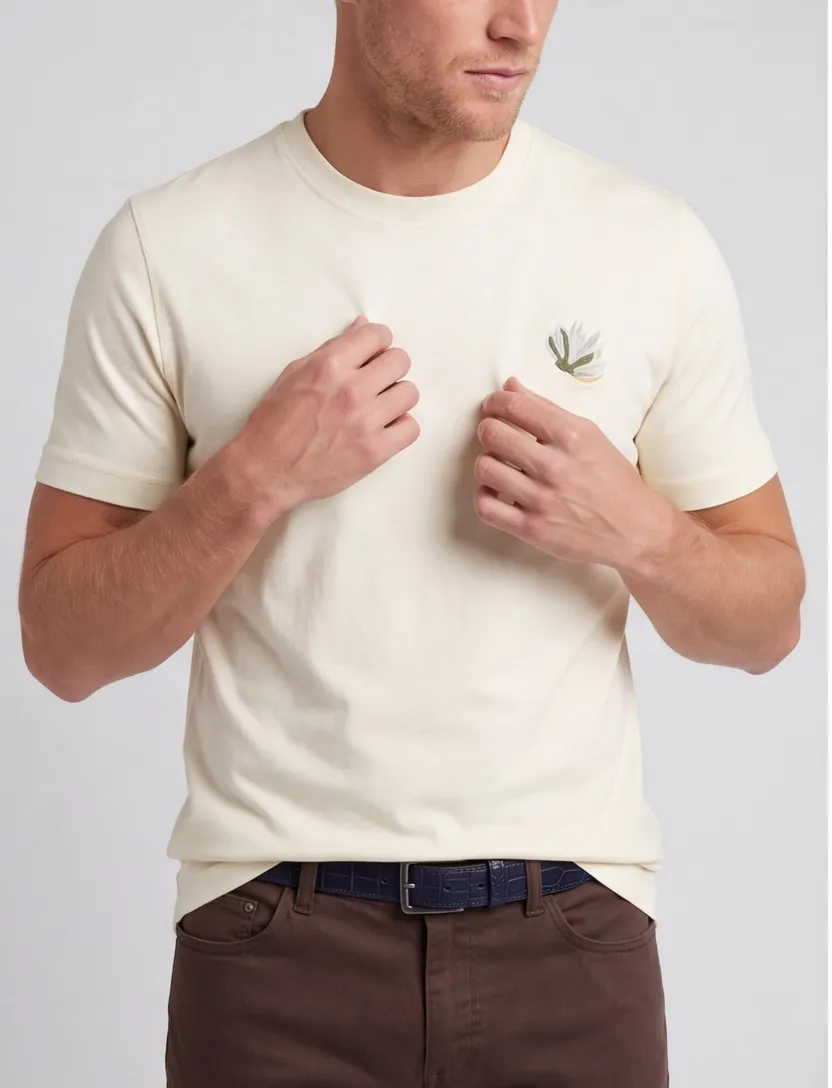 T-shirt mos mosh beige met back print