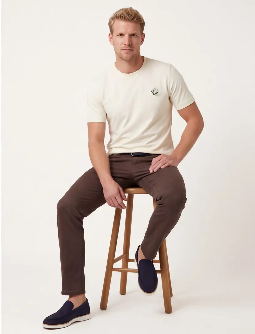 T-shirt mos mosh beige met back print