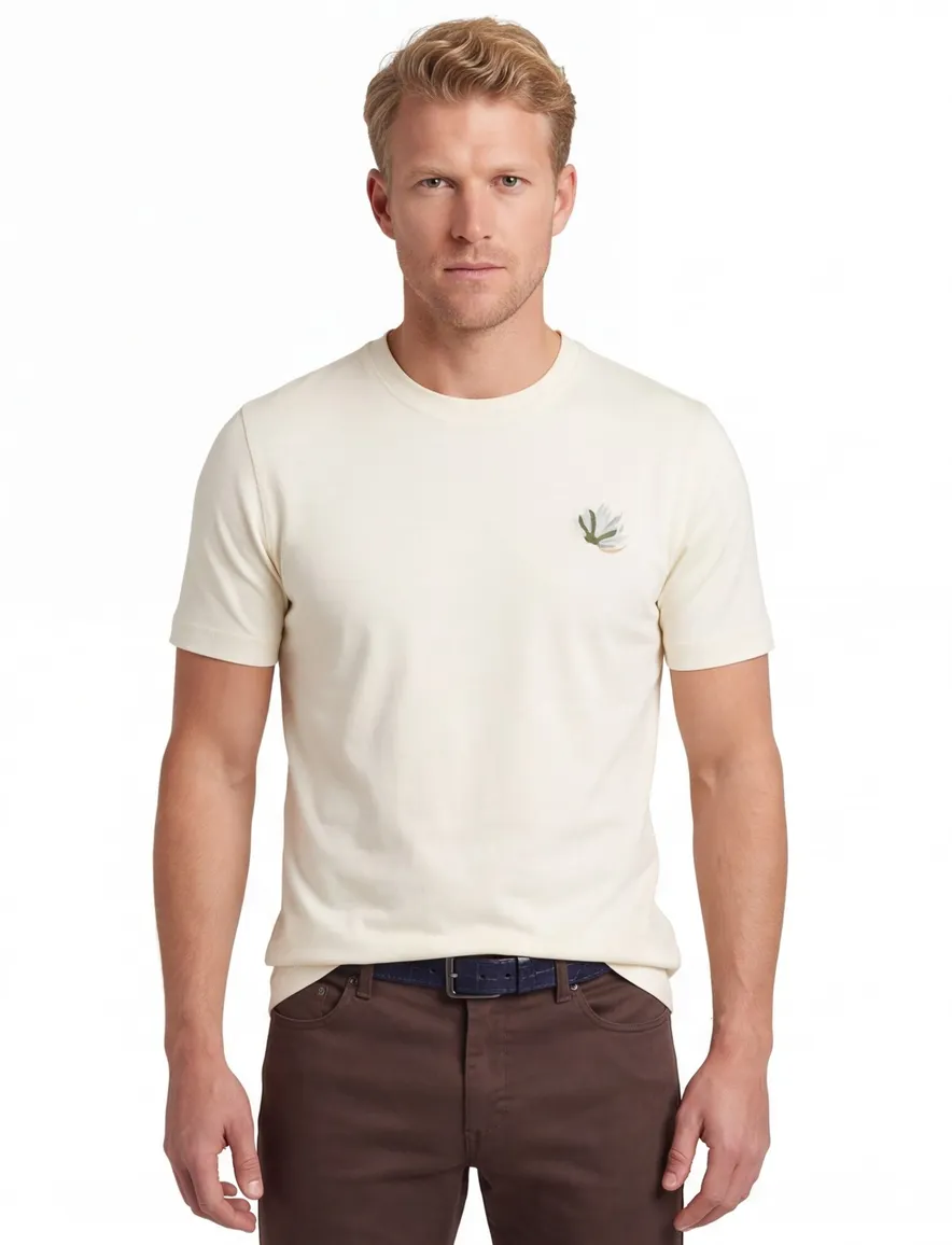 Ronde hals t-shirt Mos Mosh creme met backprint