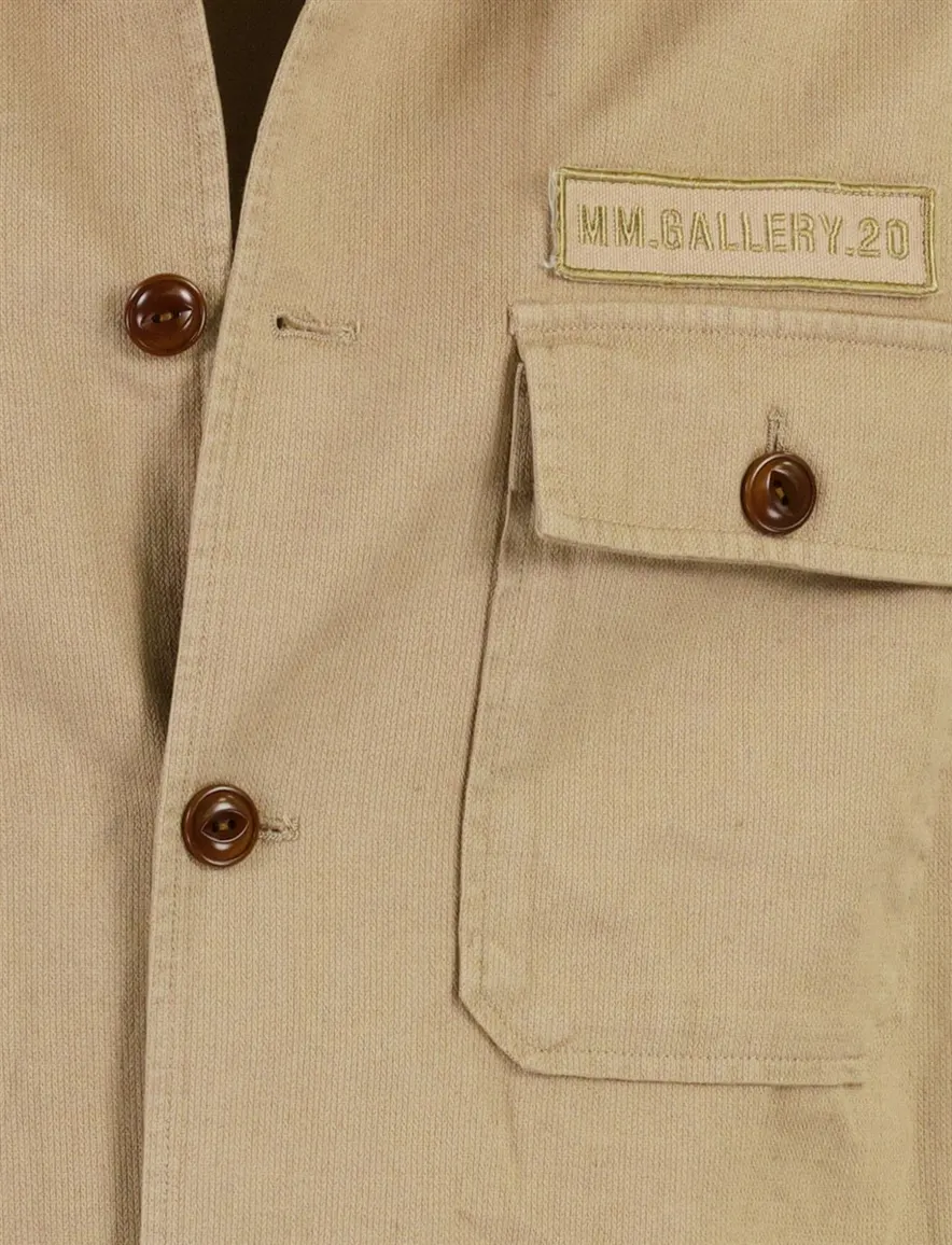 Mos Mosh overshirt beige donkere knopen linnen
