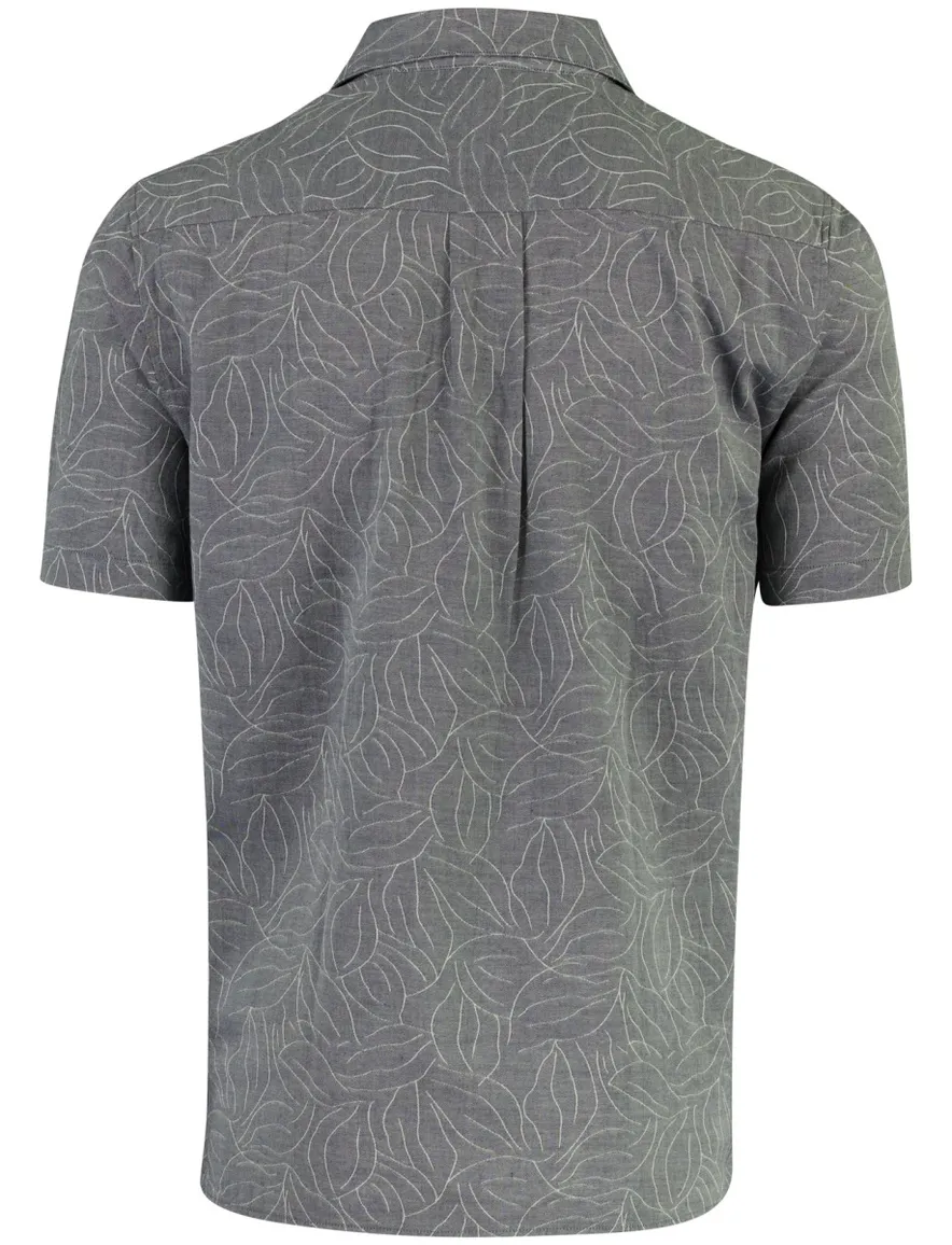 Mos Mosh grijs overhemd bloemen wijde fit