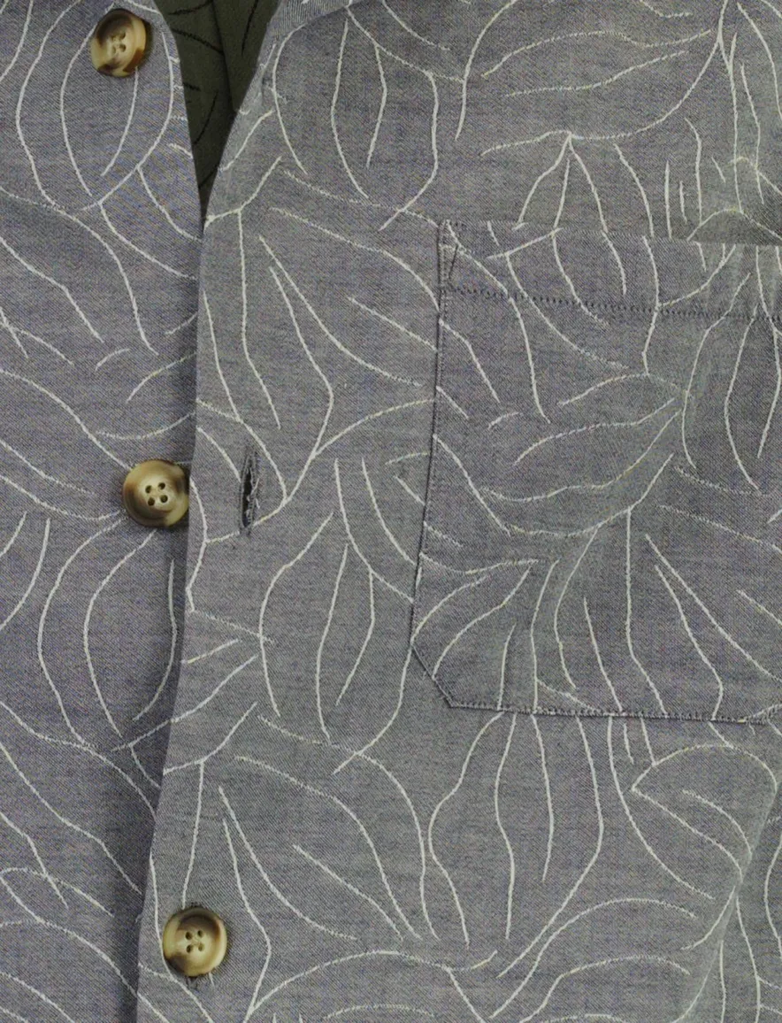 Mos Mosh grijs overhemd bloemen wijde fit