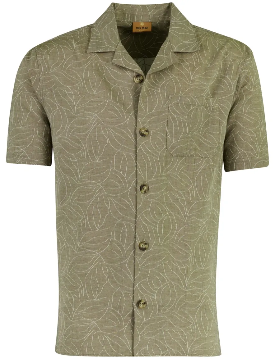 Khaki overhemd Mos Mosh bladerprint