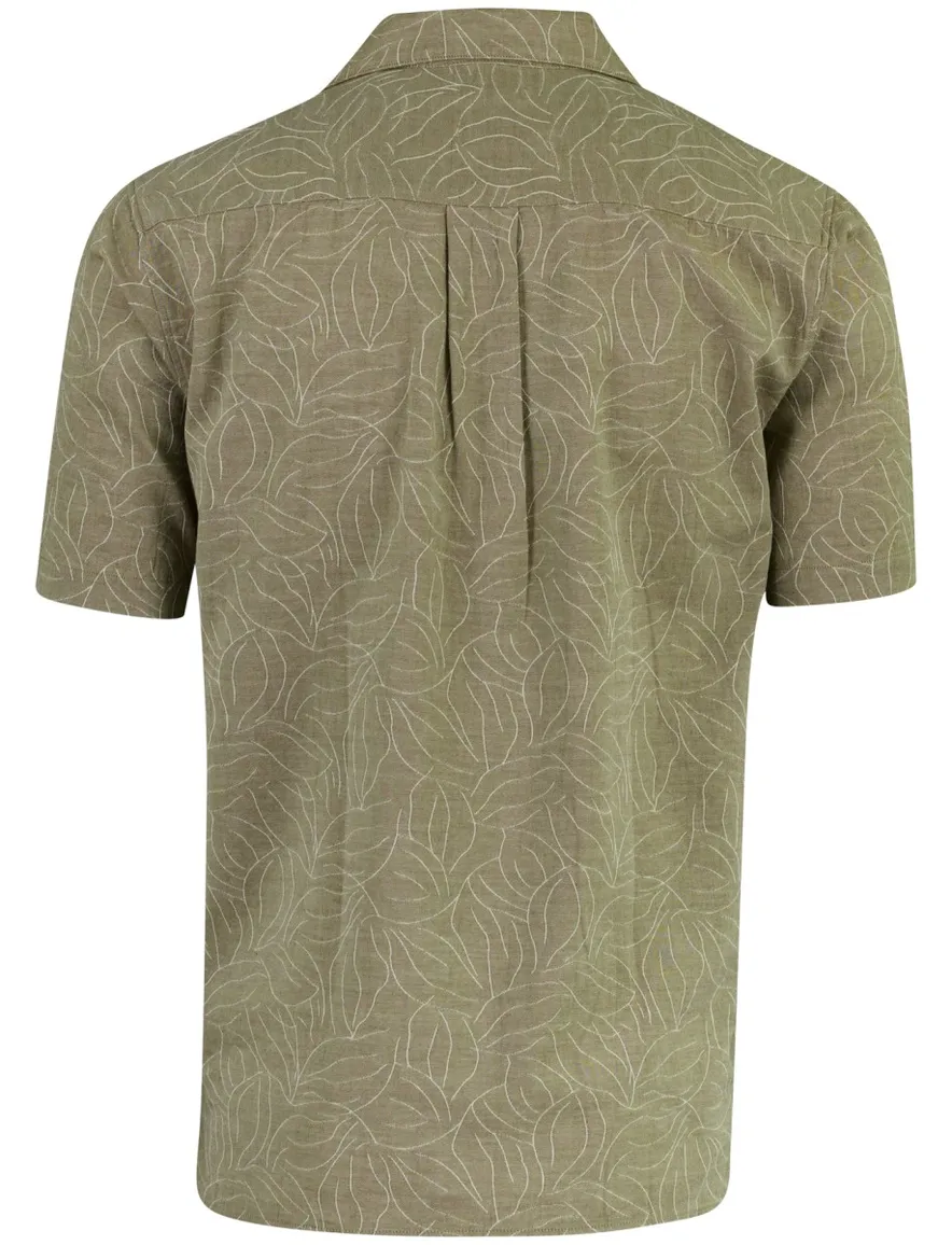 Khaki overhemd Mos Mosh bladerprint
