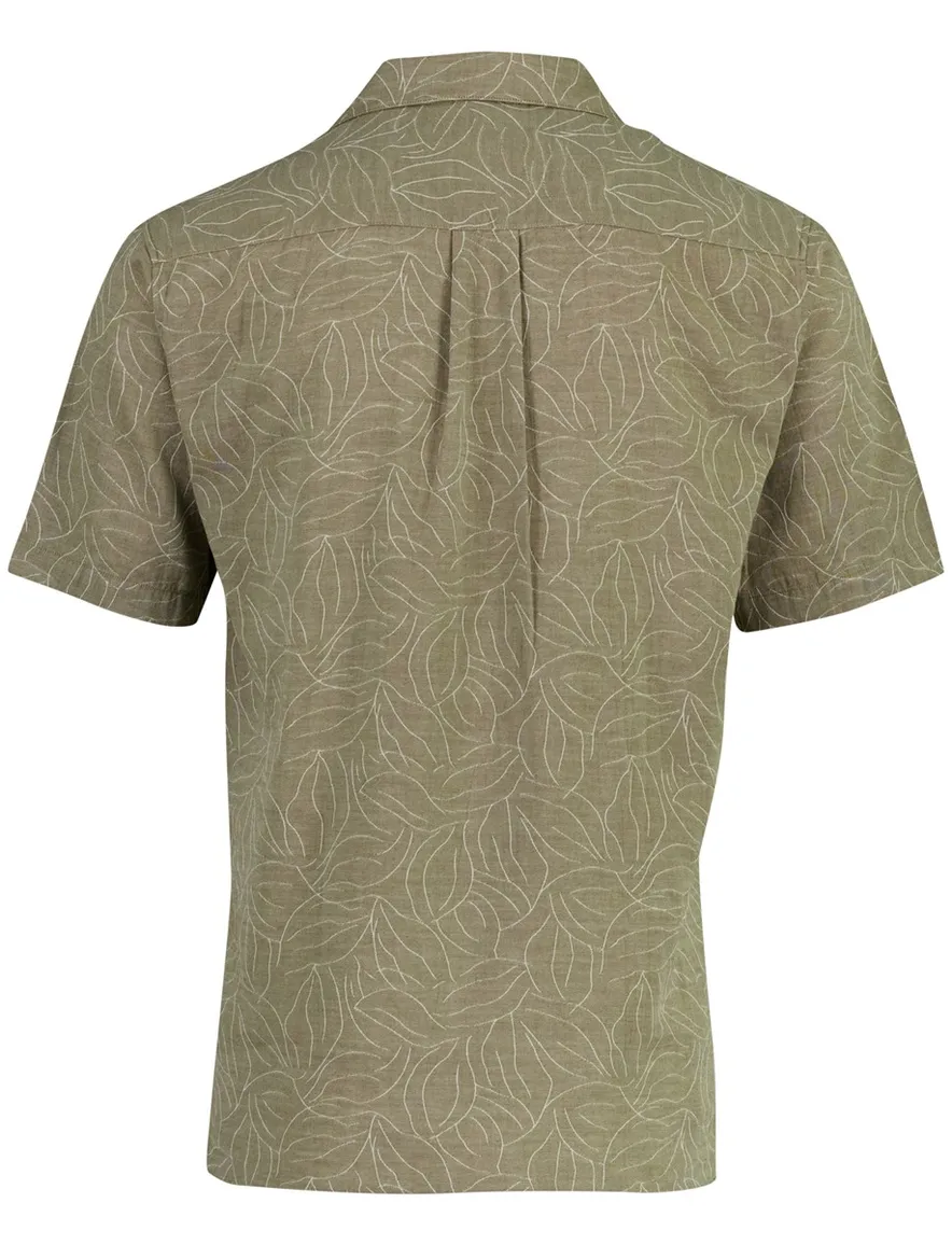 Overhemd Mos Mosh khaki bladerprint wijde fit