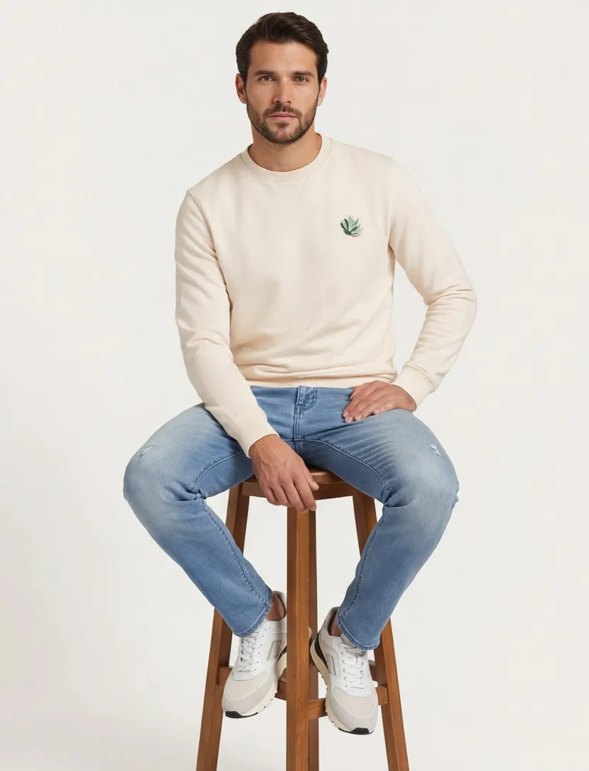 sweater Mos Mosh creme backprint normale fit