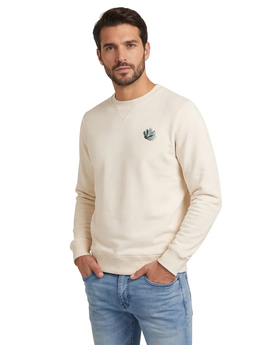 Mos Mosh sweater ecru backprint groen