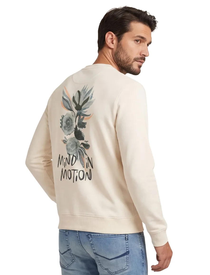 Mos Mosh sweater ecru backprint groen