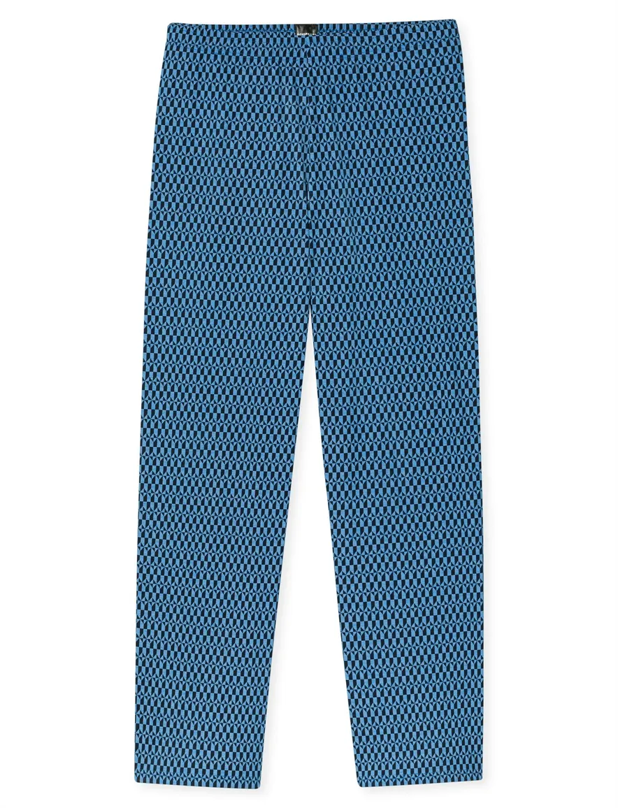 Schiesser lange pyjama blauw katoen