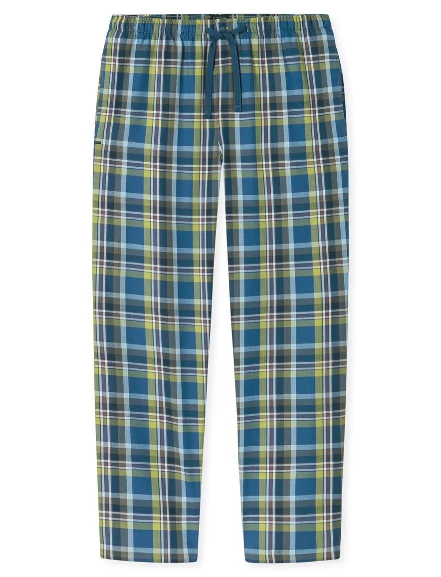 Geprinte lange pyjama broek blauw olijfgroen